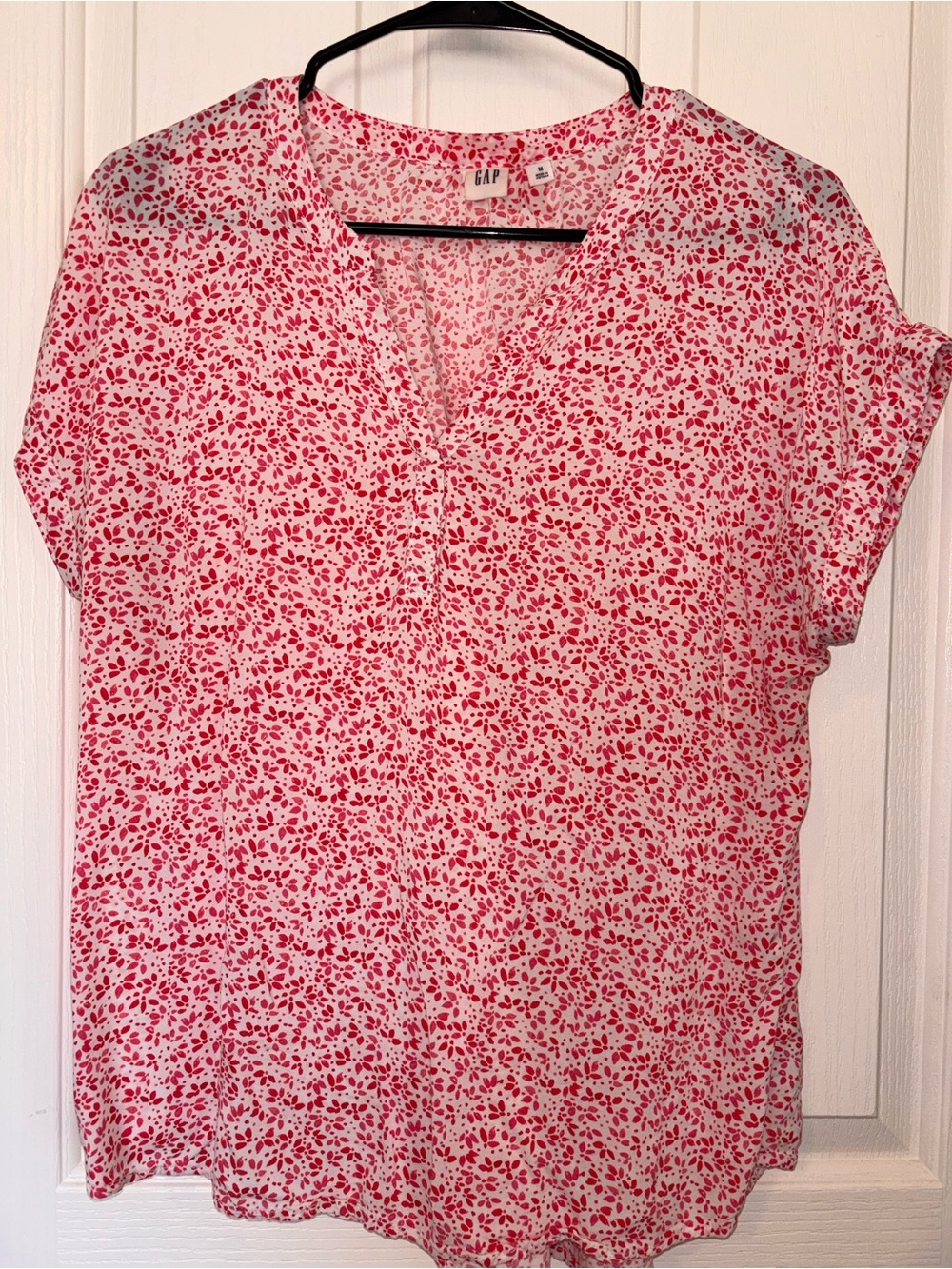 GAP White Blouse with Pink Floral Print